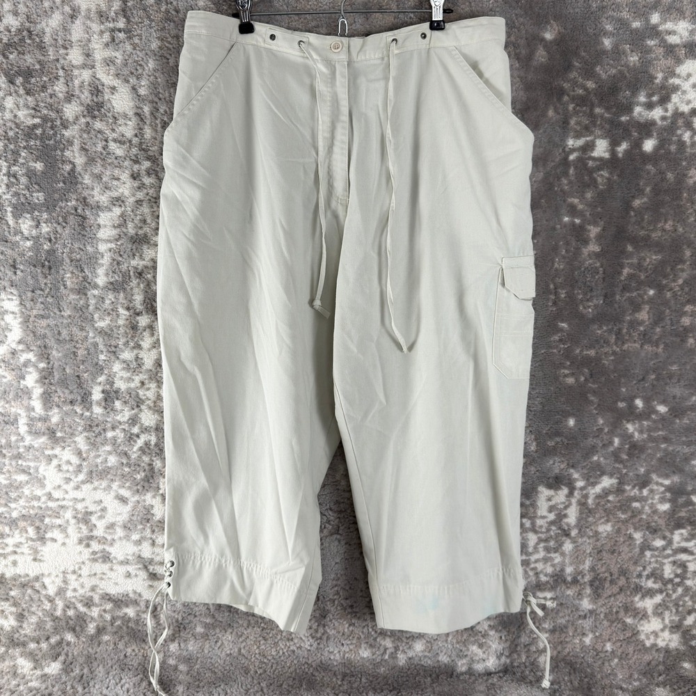 Dressbarn Size 18 Cargo Drawstring Capri Crop Pants Beige Women